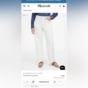 Madewell Women's Barrel-Leg Jeans in White